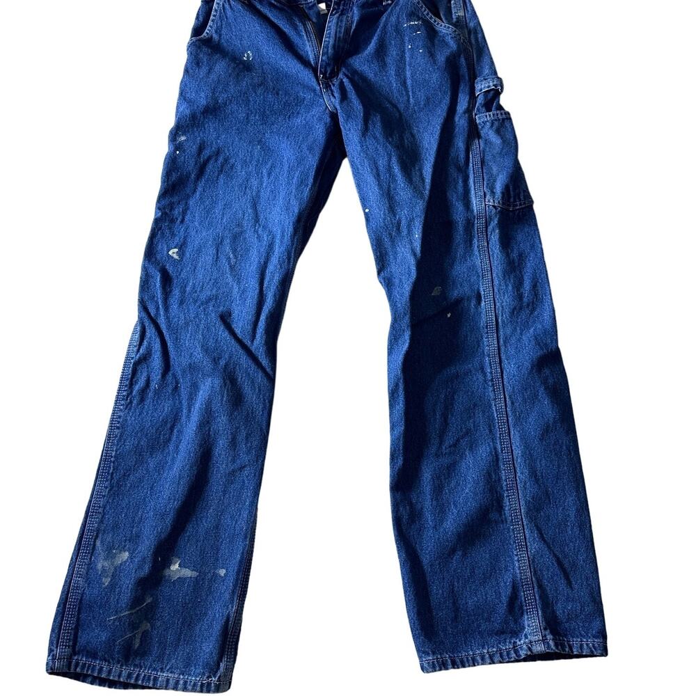 Carhartt mens pants dungaree fit blue sz 32 distressed workwear streetwear
